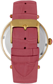 Camilla Parelmoer horloge met leren band Koraal - One Size