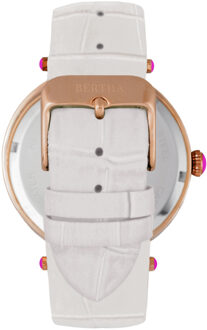 Camilla Parelmoer horloge met leren band Wit