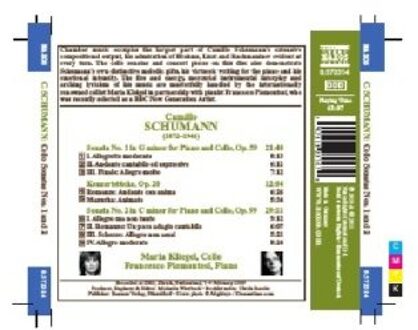 Camillo Schumann: Cello Sonatas