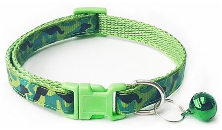 Camo Camouflage Kat Halsband Met Bel Print Neck Strap Polyester Verstelbare Gesp Kitten Puppy Pet Leash Dier Accessoires groen kat collar
