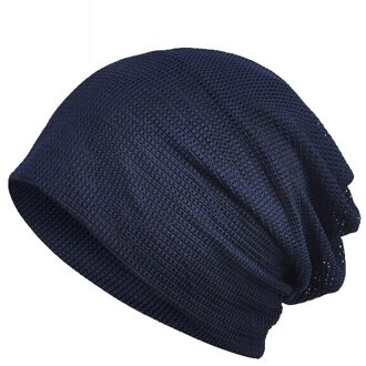 Camoland Casual Beanie Mannen Vrouwen Lente Zomer Lichtgewicht Dunne Hoed Helm Liner Katoen Sport Fietsen Hoed Ademend blauw