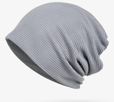 Camoland Casual Beanie Mannen Vrouwen Lente Zomer Lichtgewicht Dunne Hoed Helm Liner Katoen Sport Fietsen Hoed Ademend grijs