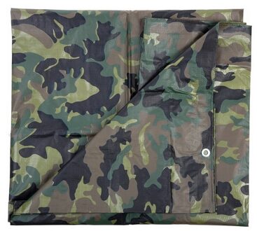 Camouflage afdekzeil - groen - 2.85x4 meter - polyethyleen - waterdicht dekkleed