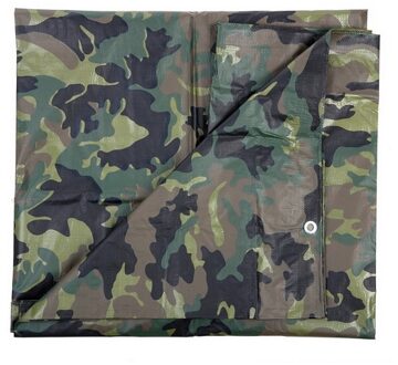 Camouflage afdekzeil - groen - 5x6 meter - polyethyleen - waterdicht dekkleed