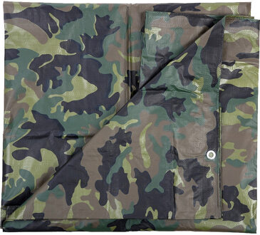 Camouflage afdekzeil - groen - 5x6 meter - polyethyleen - waterdicht dekkleed