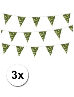 Camouflage Army thema vlaggenlijn - 3x - 10 meter - Feest artikelen/versiering - vlaggetjes - leger Multi