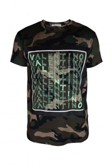 Camouflage Katoenen T-shirt Valentino Garavani , Multicolor , Heren - S,Xs