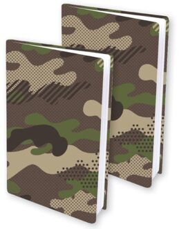 Camouflage Rekbare boekenkaften - Voor A4 boeken met een harde kaft - 2 stuks Multikleur