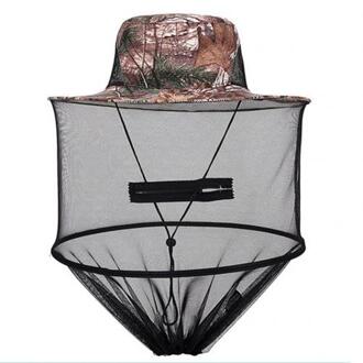 Camouflage Vissen Bijenteelt Gaas Cap Anti Mosquito Zon Bescherming Veld Jungle Masker Gezicht Beschermen Mosquito Head Netto Hoeden Leaf camouflage