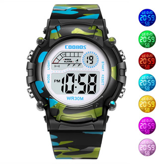 Camouflage Watches Children Watch Led Digital Wristwatch Kids Boys Girs Students Clock Waterproof Sport Gift Relojes Army Green