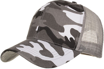 Camouflage Zomer Cap Mesh Hoeden Voor Mannen Vrouwen Casual Hoeden Hip Hop Baseball Caps Katoen Blend Baseball Caps Verstelbare Hoed m808 grijs