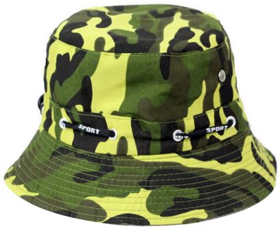 Camouflage Zon Blok Emmer Hoed Outdoor Ademend Wandelen Vissen Cap leger groen