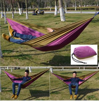 Camp Bed Hangmat Draagbare Lichtgewicht Parachute Hangmat Air Bed Voor Backpacken Reizen Strand Achtertuin Patio Wandelen Opknoping Bed goud paars