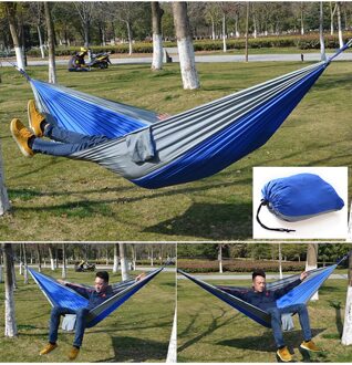 Camp Bed Hangmat Draagbare Lichtgewicht Parachute Hangmat Air Bed Voor Backpacken Reizen Strand Achtertuin Patio Wandelen Opknoping Bed grijs blauw