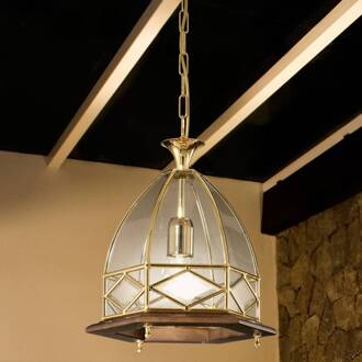 Campana - pendellamp in mooie mix van materialen goud, helder, donker hout