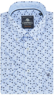 Campbell Casual overhemd met korte mouwen Blauw - L