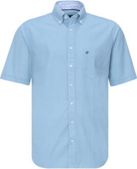Campbell Classic casual overhemd met korte mouwen Aqua blauw
