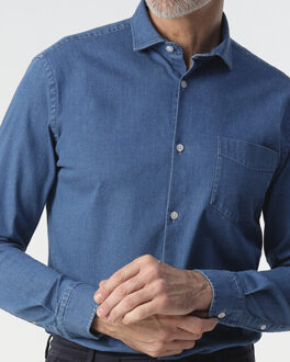 Campbell Derby casual shirt Blauw - XXL