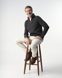 Campbell Harris pullover half zip Grijs - M