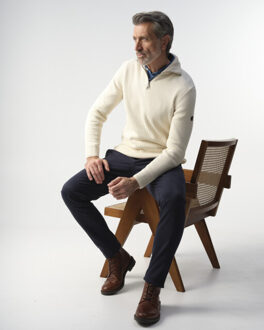 Campbell Harris pullover half zip - maat L Wit