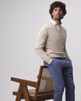 Campbell London trui v-hals Beige - XXL