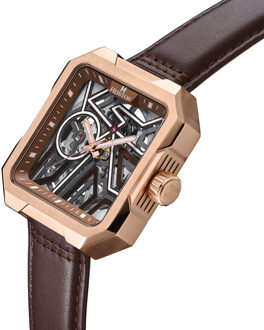 Campbell-skeletonhorloge met leren band Bruin