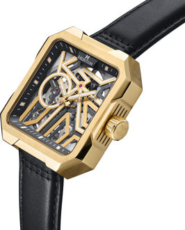 Campbell-skeletonhorloge met leren band Goud - One Size