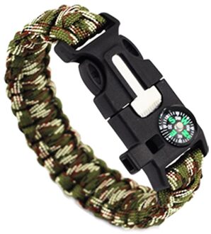 Camping Armband Kompas Phillips Schroevendraaier Fluitje Ehbo Draagbare Voor Overleven Sos Emergency Rescue Outdoor Sport Armband camouflage