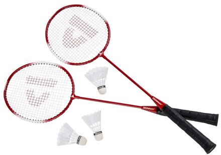 Camping badminton set rood met shuttles en opbergtas 67 cm
