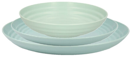 camping borden set - groen - kunststof - 3 soorten - 24x stuks - onbreekbaar servies