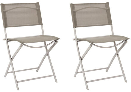 camping buiten klapstoel - 2x - aluminium - beige - L46 x B50 x H80 cm