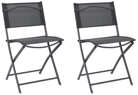 camping buiten klapstoel - 2x - aluminium - donkergrijs - L46 x B50 x H80 cm