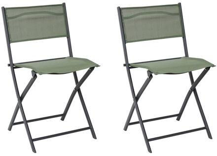 camping buiten klapstoel - 2x - aluminium - groen - L46 x B50 x H80 cm