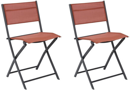 camping buiten klapstoel - 2x - aluminium - terracotta - L46 x B50 x H80 cm