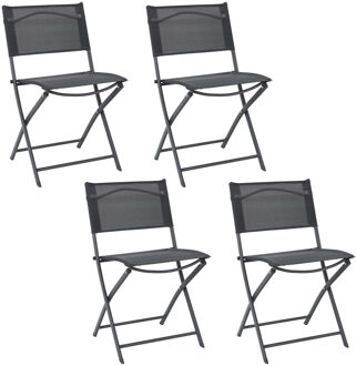 camping buiten klapstoel - 4x - aluminium - donkergrijs - L46 x B50 x H80 cm
