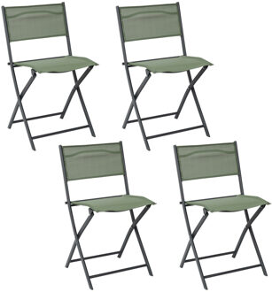 camping buiten klapstoel - 4x - aluminium - groen - L46 x B50 x H80 cm