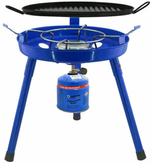 Camping gasgrill 3-in-1 - incl. grillplaat - blauw - metaalA -A 39 x 42 cm - Kookbranders