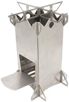 Camping Kachel Draagbare Brandhout Backpacken Stove Lichtgewicht Kachel Voor Outdoor Koken Wandelen Picknick Reizen Zilver