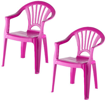 Camping Kinderstoel van kunststof - 2x - fuchsia roze - 37 x 31 x 51 cm