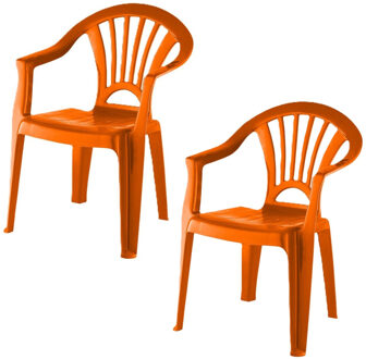Camping Kinderstoel van kunststof - 2x - oranje - 37 x 31 x 51 cm