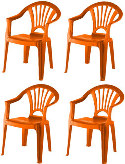 Camping Kinderstoel van kunststof - 4x - oranje - 37 x 31 x 51 cm