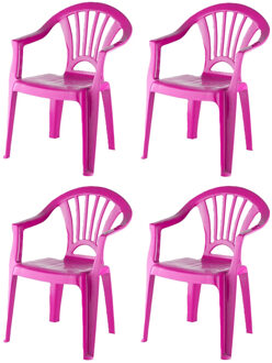Camping Kinderstoel van kunststof - 4x stuks - fuchsia roze - 37 x 31 x 51 cm