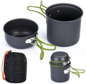 Camping Kookgerei Anti-aanbak Outdoor Fornuis Lichtgewicht Pot, Pannen met Mesh Bag Set voor Backpacken Wandelen Picknick Gebruiksvoorwerp Servies