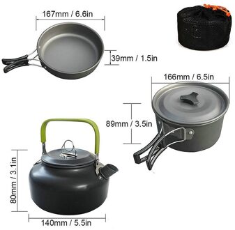 Camping Kookgerei Gebruiksvoorwerpen Ketel-Pot Servies Koekenpan-Pan Theepot Picknick Ultralichte Aluminium-Legering