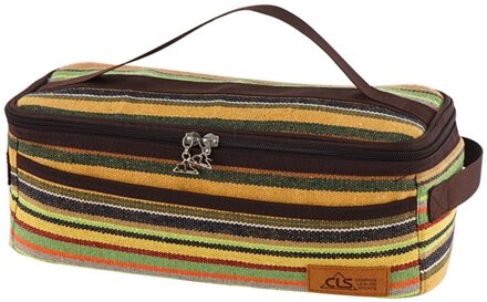 Camping Kookgerei Opbergtas Met Netto Zak Voor Classificatie Outdoor Reizen Draagbare Bagage Opbergtas streep