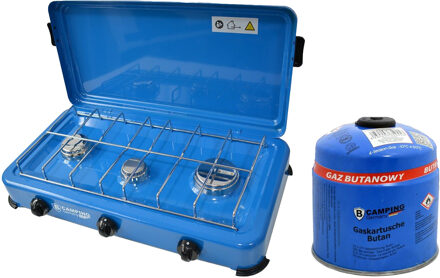 Camping kookpit/kookstel - 3 pits - inclusief butaangas navulling - 500 gram