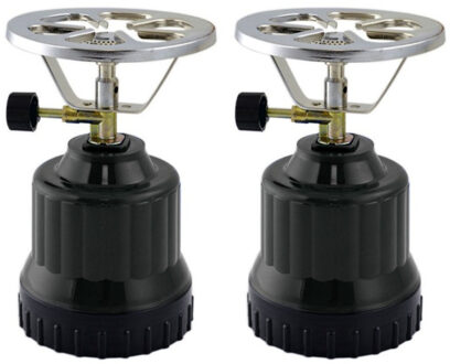 Camping kookstel - 2x - zwart - 18 x 12 x 12 cm - kunststof - kampeer - kookplaat