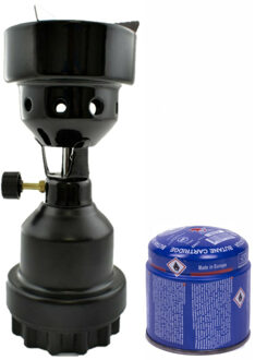 Camping kookstel/kookpit metaal zwart incl. gas navulling priktank 190 gram - Kookbranders