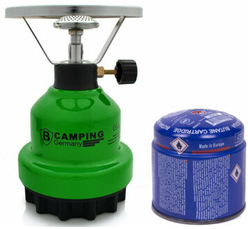Camping kookstel metaal groen incl. gas navulling priktank 190 gram - Kookbranders