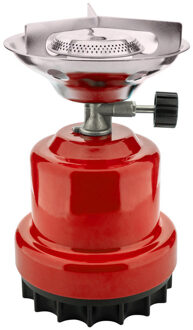 Camping kookstel - rood - 18 x 12 x 12 cm - kunststof - kampeer - kookplaat